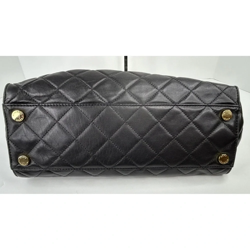 Michael Kors Satchel Susannah Leather Quilted Double Handle Large Black CLEAN A+